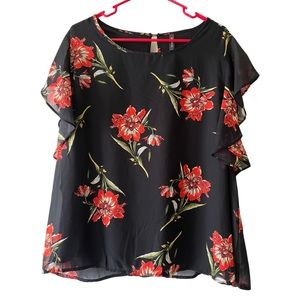 Massini Women’s Black Floral Blouse